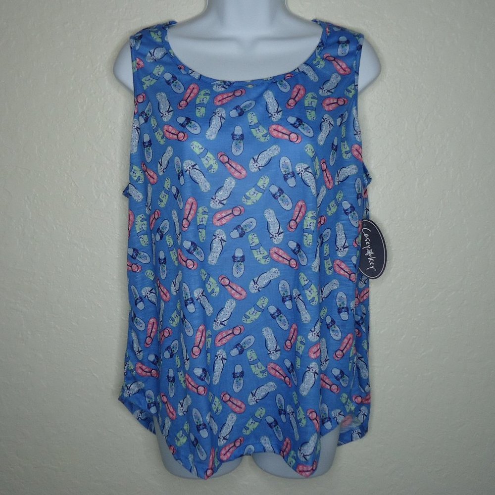 Casey Key* Women's Sleeveless Boat Neck High/Low Curved Hem Pullover Blouse~ PXL